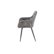 Silla Senna en Terciopelo Gris Oscuro con Estructura de Metal Negro Estilo Moderno
