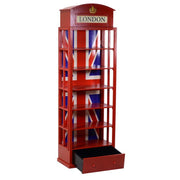Librería roja 6 baldas 1 cajón cm48x27xh146