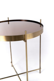 Mesa de metal de latón pulido cm 38 x 38 xh 43