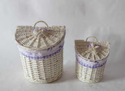 Cesta colgante mimbre 1-2 media luna lavanda cm28x21h22-29