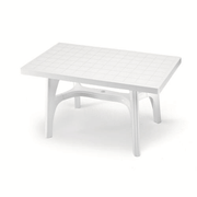 Mesa de jardín rectangular en resina blanca 140x80xh73 cm