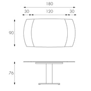 Mesa extensible blanca 90 cm x 120-180 cm H. 76 cm