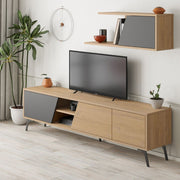 Mueble de TV Fiona Rovere con Puerta Antracita y Estante H 48 x P 35,60 x L 180 cm