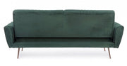 Sofá cama de tres plazas JOHNNY en terciopelo verde oscuro 210x83x h85 cm