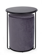 Juego combinado de mesa de centro moderna y otomana Annika en gris oscuro