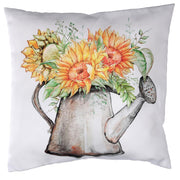 Cojín de tela con girasoles blancos cm43x43