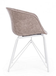 Warhol silla vintage de piel sintética blanco beige 59 x 54,5 x 80 cm