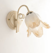 Hierro Apliques Ivory Gold pantalla una luz de vidrio Ámbar Blanco 26x h20 cm