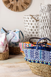 Farol de madera hexagonal blanco 60h cm