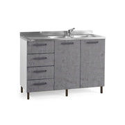 Fregadero de cocina gris cemento 2 puertas c - cass. SX Cm 120x50xH 85