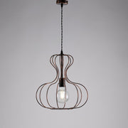 Lámpara de suspensión industrial en hierro negro y cobre urbano 35x h40 cm