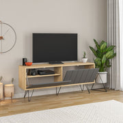Mueble de TV Picadilly con Estructura de Roble y 2 Puertas Abatibles Antracita H57 x L139 x P36 cm