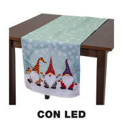 Camino de tela LED azul gnomos cm40x150