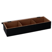 Caja de té de madera negra rectangular cm29x10h6