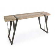 Consola de acero con tapa de madera BLOQUES 153x44 h76 cm