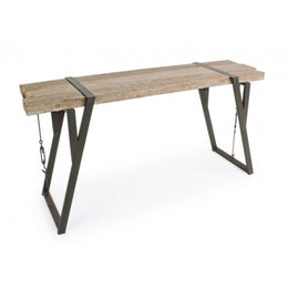 Consola de acero con tapa de madera BLOQUES 153x44 h76 cm