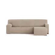 Funda sofá elástica Troya península derecha apoyabrazos corto beige 250/310
