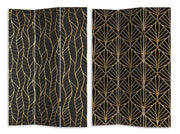 Paravento estampado 3 paneles negro decorado oro 120,6x2,5xh180,6x2,5xh180