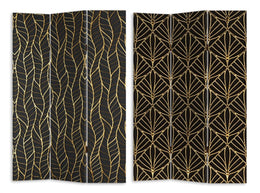 Paravento estampado 3 paneles negro decorado oro 120,6x2,5xh180,6x2,5xh180