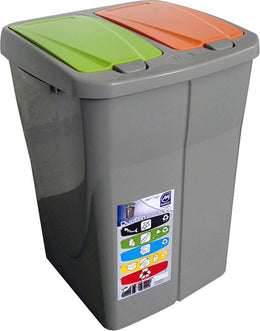 Papelera para recogida selectiva Duobin de 46 litros, dimensiones 37 x 36 x 51 cm, marca Mazzei.