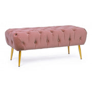 Mueble banco otomano rosa con patas 103x46x40h cm
