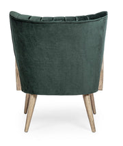 Sillón vintage de madera de terciopelo verde Virna