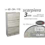 Olmo scarpiera tres límites con dos divisores 63 x 24 x 115 h cm cm