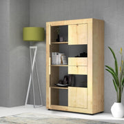 Vitrina Aparador de salón con cuatro puertas Roble FIESTA 102x45x h162 cm