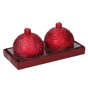 Pack de 2 velas de parafina esfera roja cm ø7,5h7,5