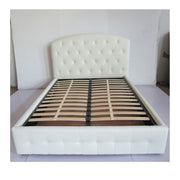 Cama Matrimonial con Almacenamiento Button2 Blanco Cabecera Curva