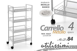 Carrito de cocina de metal blanco