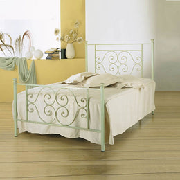 Cama de hierro y medio con pie de cama verde Firenze