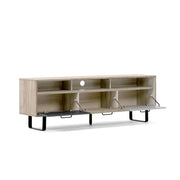 Base mueble TV con 3 puertas abatibles en color roble y gris 160x35xh.53 cm