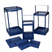 Farol metálico 1-3 azul 18x18h36,3-42,5 cm