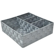 Cajón de poliéster gris cuadrado con 4 compartimentos cm32x32h10