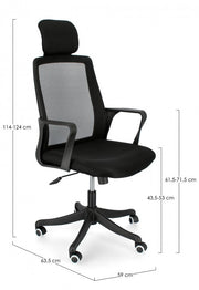 Silla de oficina con reposabrazos Laurent negra