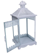 Farol metálico 1-3 blanco mate plata cuadrado cm24x24h52,5