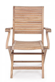 Silla de madera estilo natural con reposabrazos