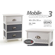 Cápsula de cajones multipropósito 3 Cajones de madera 40 x 29 x 59h cm