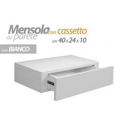 Estante de pared blanco con cajón oculto 40 x 24 x 10 H CM