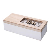 Caja de té de madera blanca rectangular 3 compartimentos cm24x10h7