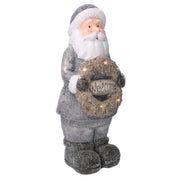 LED resina Papá Noel con guirnalda gris 21,5x19,5h51 cm