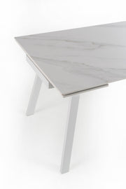 Mesa extensible con tapa de piedra efecto mármol blanco 140/200x80x76h cm