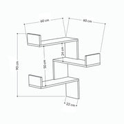 Estantería de esquina de pared con 3 niveles blanca 90 x 22 x 60 cm