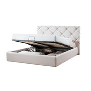 Cama contenedor con cabecero capitonnè en ecopiel blanca cm 188x212xh.119