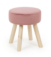 Taburete Adeline de madera efecto terciopelo rosa 38h cm