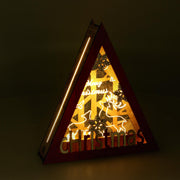 Decoración madera led rojo triangularcm22x4,5h20