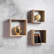 Juego de 3 estantes de pared Shelvy Cub, forma de cubo, color sonoma