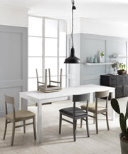 Mesa extensible en melamina blanca 130/210x80x76h cm