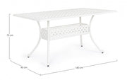 Mesa de exterior Ivrea rectangular blanca 90 x 160 cms